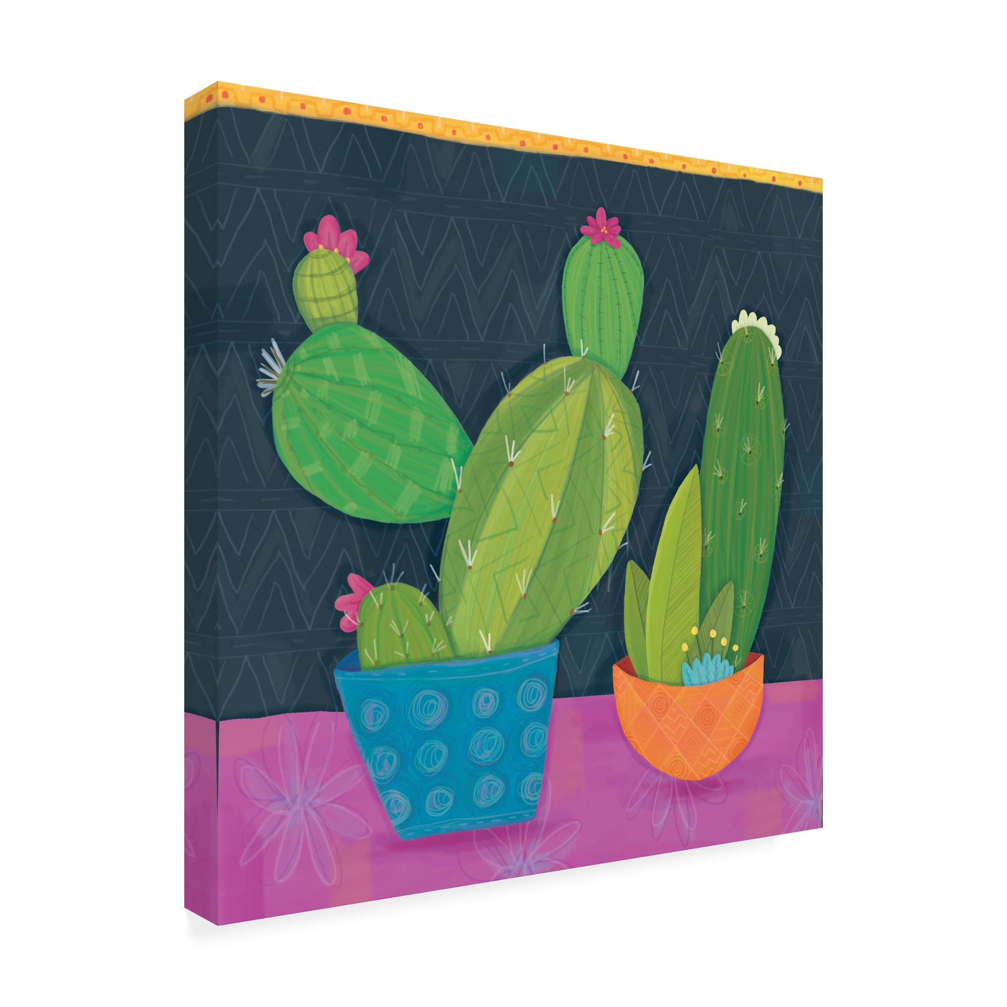 Trademark Fine Art 18x18 Bright Cactus 1 by Holli Conger - Vibrant Wall Decor for Living Room, Bedroom & Office