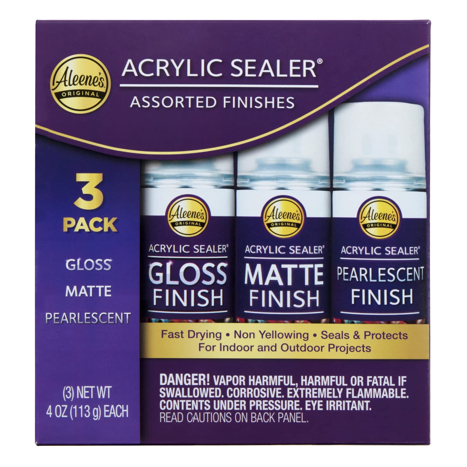 Aleene's Acrylic Spray Sealer Variety Pack - 4 oz (3 Pack) - Gloss, Matte & Pearlescent Finishes for DIY Crafts, Wood, Fabric & Home Decor Projects