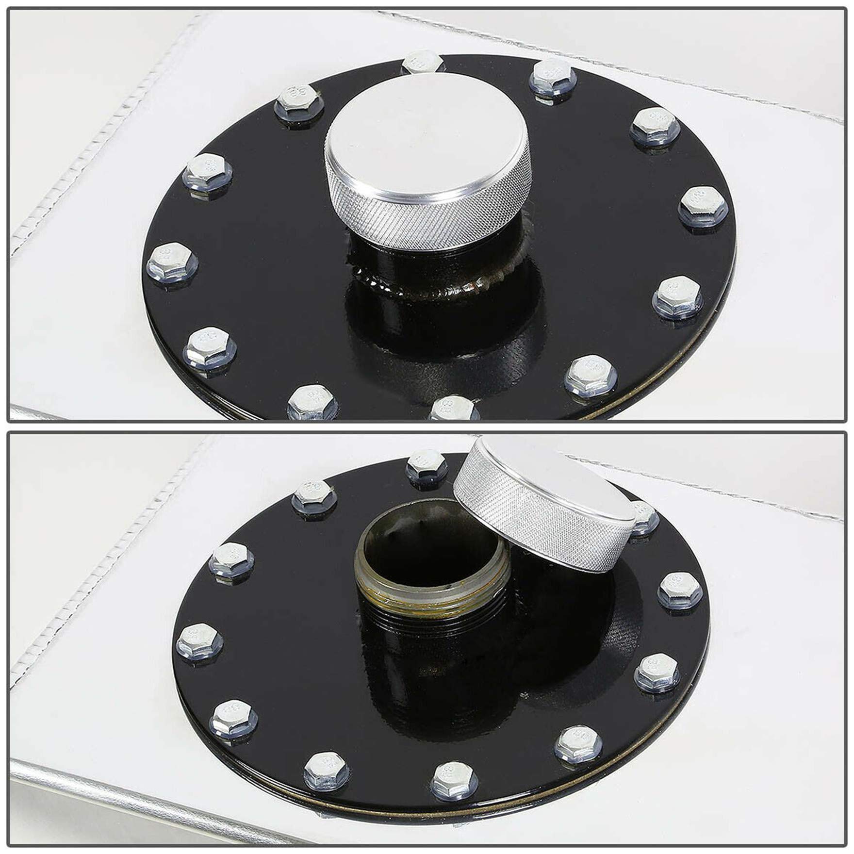 17 Gallon 64L Aluminum Racing Fuel Cell Gas Tank - Polished Top Feed Design with Cap & Level Sender - Perfect for Street Racing, Drift Cars & Track Performance