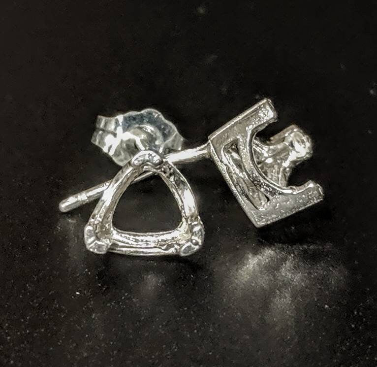 Sterling Silver or 14K Gold Prong Earring Settings - 4mm & 10mm Trillion Vee Set (2 Pieces) for Jewelry Making - Perfect for DIY Earrings, Bridal Jewelry, and Gift Giving