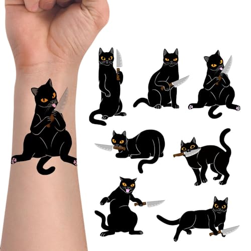 Set 7 Black Cats With Knife