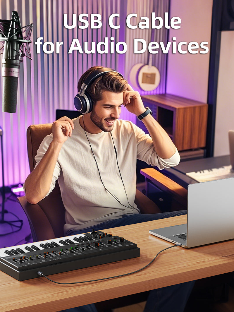 USB C to USB B 2.0 Printer Cable & MIDI Cable for Yamaha Piano - High-Speed Data Transfer for Printers, Keyboards & Audio Devices | Perfect for Home Office & Music Studio Setup