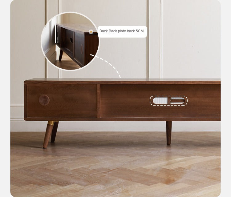 Premium Black Walnut Solid Wood TV Stand - Modern Entertainment Center for Living Room, Bedroom & Home Theater