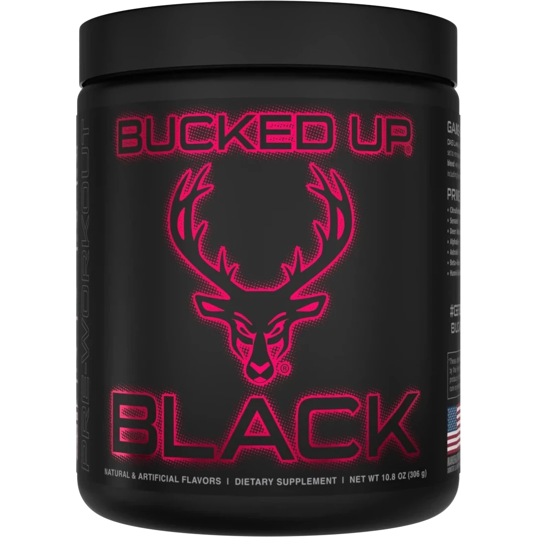 Bucked Up BLACK Pre Workout Powder - Energy & Focus Supplement for Gym, Bodybuilding & Fitness | Caffeine, Creatine & Amino Acids for Intense Workouts & Muscle Recovery