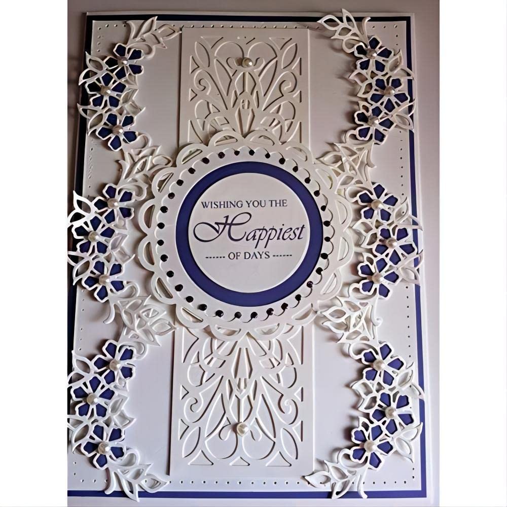 Premium Metal Die Cuts Set - 4 Unique Round Lace Flower Border Patterns for Scrapbooking, Card Making & Photo Albums | Embossing Paper Dies & Cutting Stencils | Perfect for DIY Crafts, Wedding Invitations & Home Decor Projects