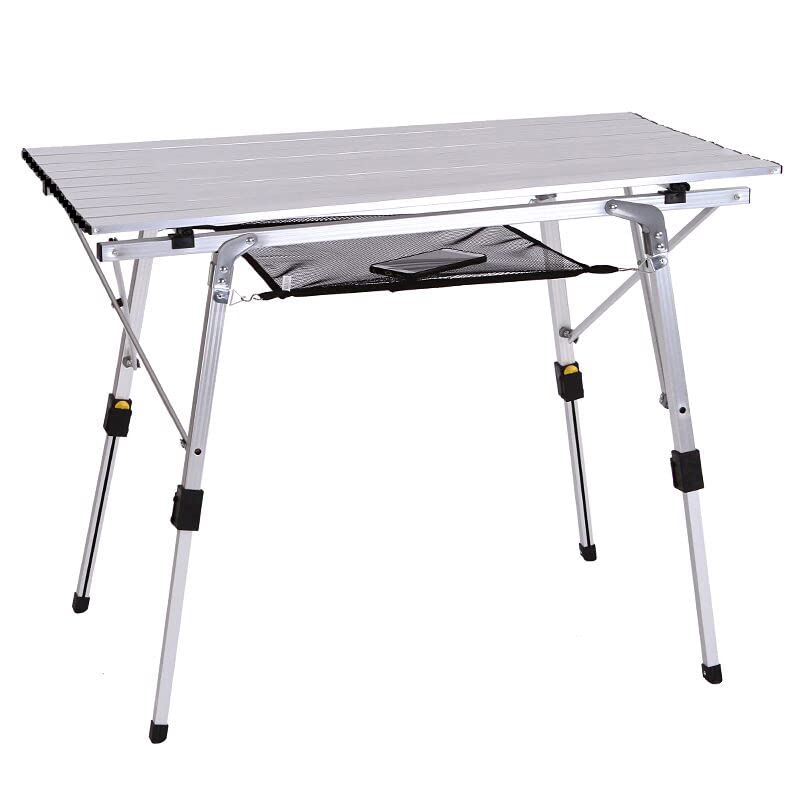 Portable Folding Camping Table with Adjustable Legs & Carry Bag - Lightweight Aluminum Roll Up Table for Outdoor, Beach, Picnic, Backyard, BBQ & Party - Perfect for Camping Trips, Tailgating & Family Gatherings (Large Size)