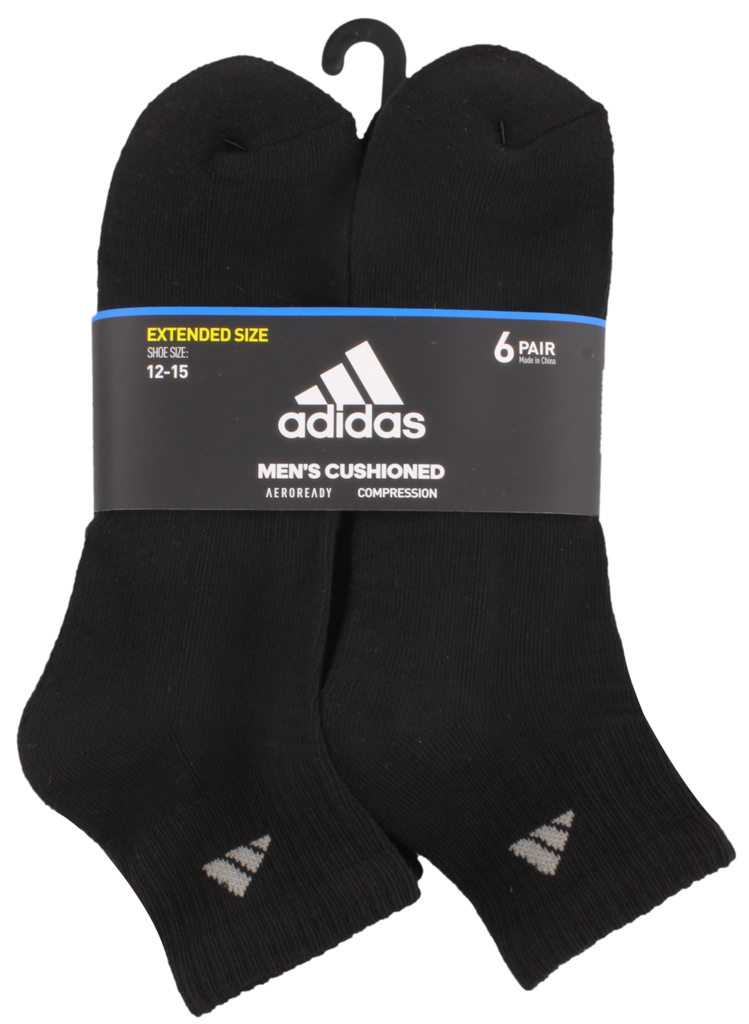 Men's Adidas Performance Cushioned Quarter Socks 6-Pack - Breathable Athletic Socks for Running, Gym & Sports