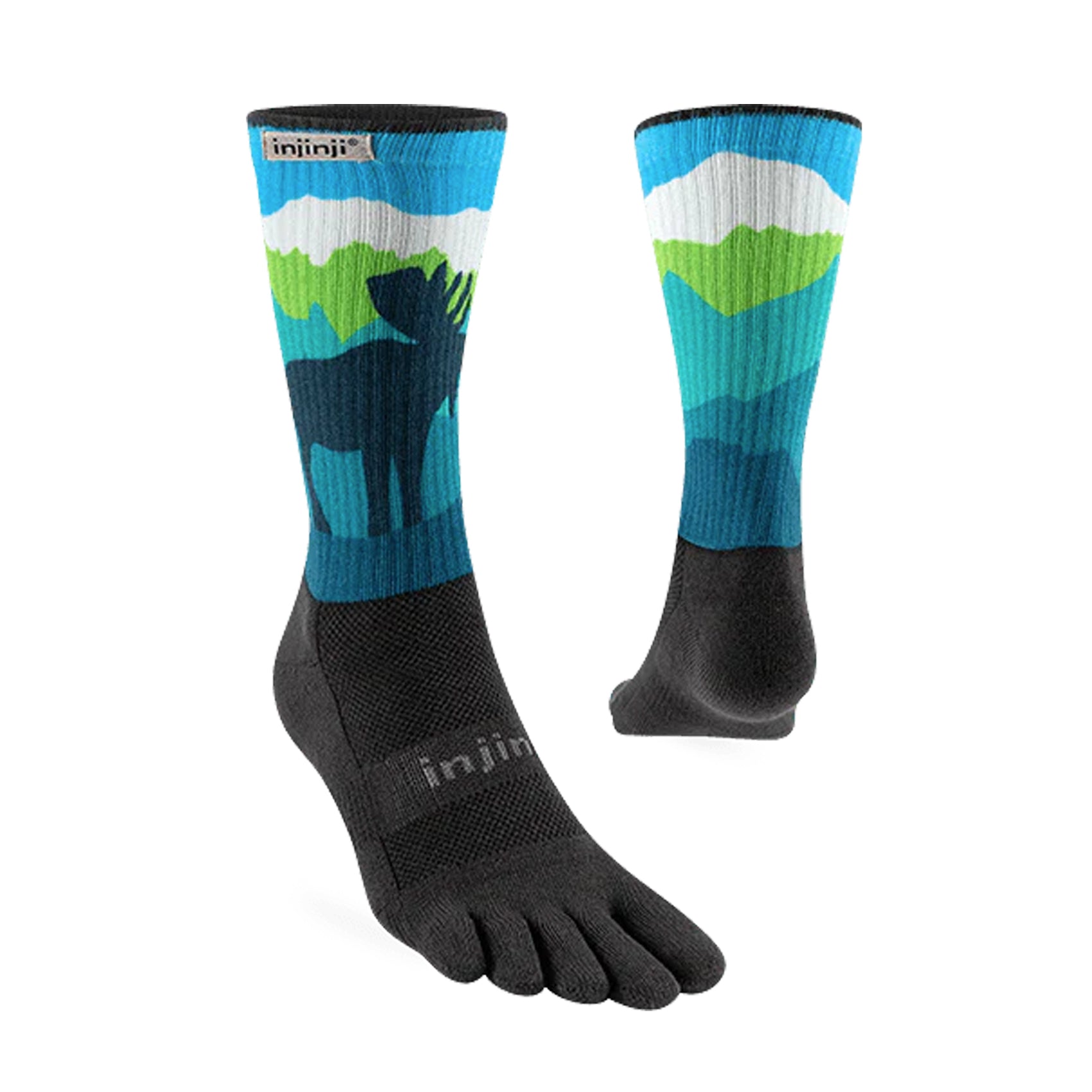**Injinji Trail Artist Designed Crew Socks for Men – Lightweight, Breathable Hiking & Running Socks for Outdoor Adventures**