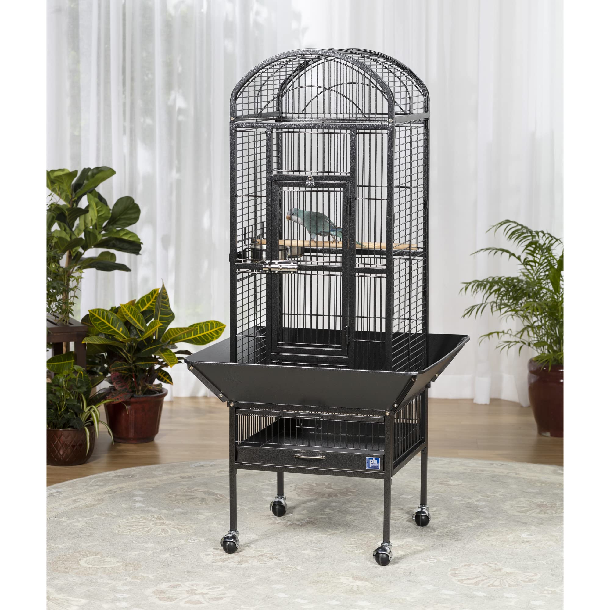 Prevue Pet Products 34511 Small Black Hammertone Bird Cage - Perfect for Parakeets, Finches & Canaries | Indoor Home & Office Aviary Decor