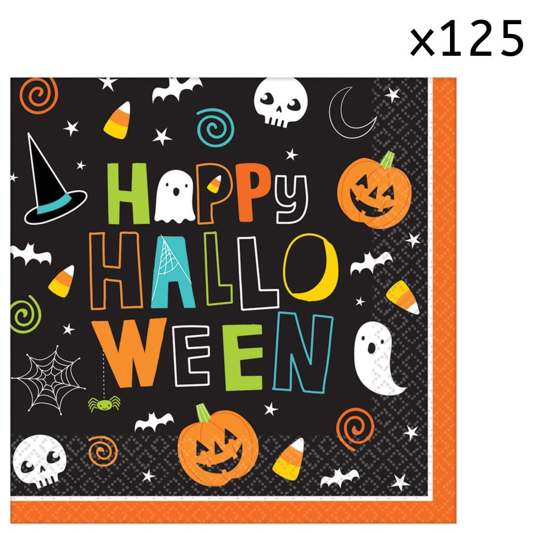 Halloween Party Supplies Set for 50 Guests - Spooky Themed Plates, Cups, Napkins & Table Covers - Perfect for Halloween Decorations, Trick or Treat Parties & Haunted House Events