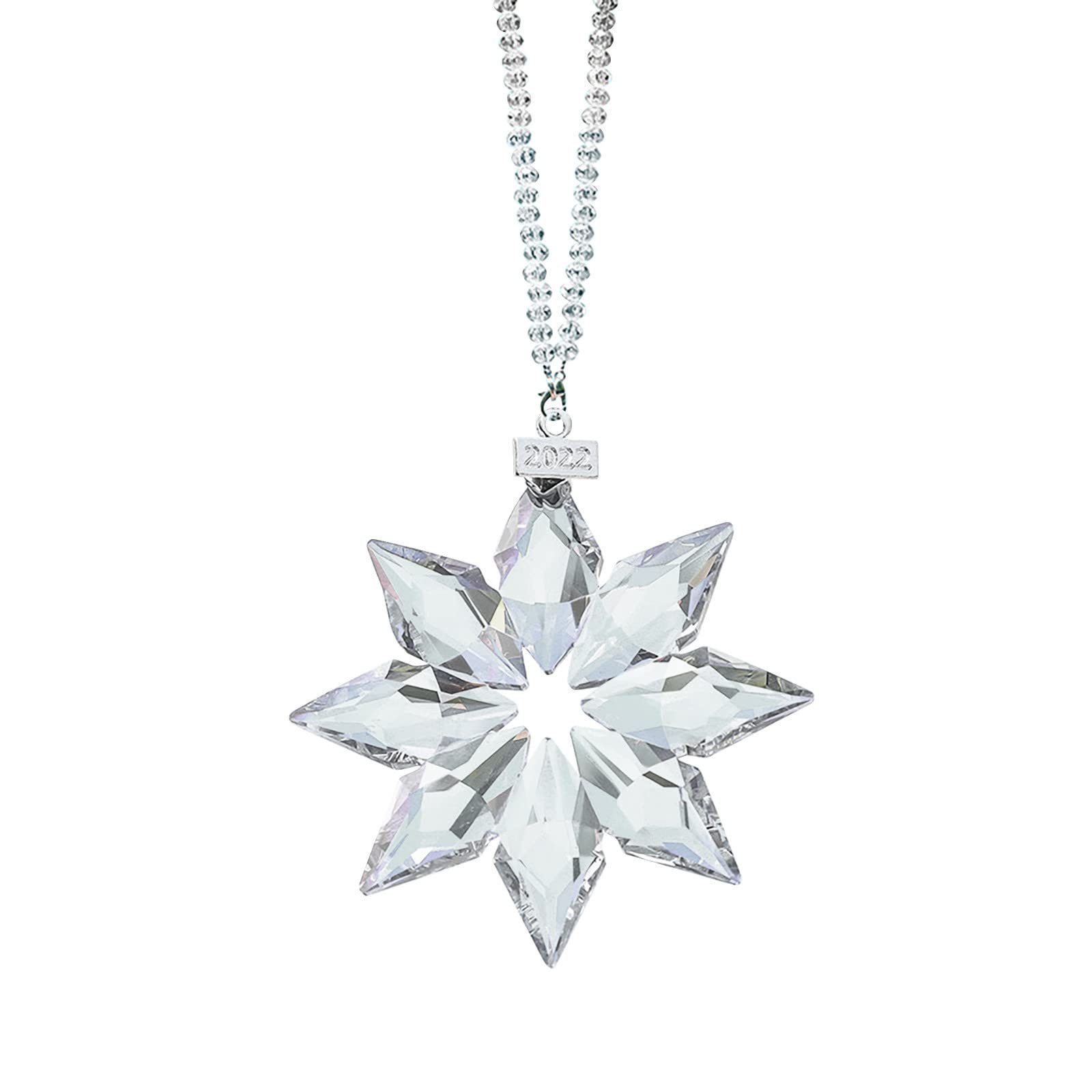JISUAN Crystal Snowflake Car Mirror Pendant - Clear Hanging Decorations with Color Lights, One Size, Perfect for Car Rear View Mirror Accessories and Interior Decor