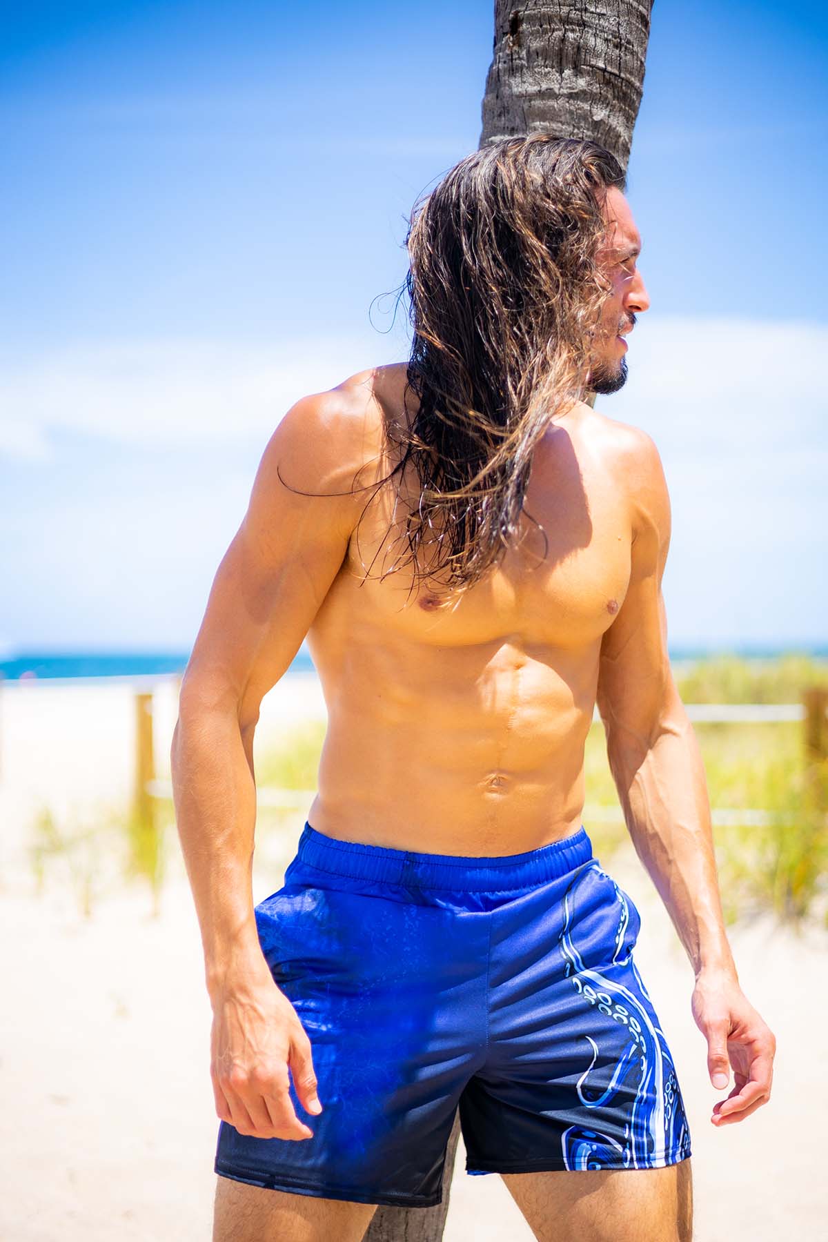 Men's Quick-Dry Swim Trunks with UPF 50+ Sun Protection - Octo Board Shorts for Beach, Surfing & Swimming