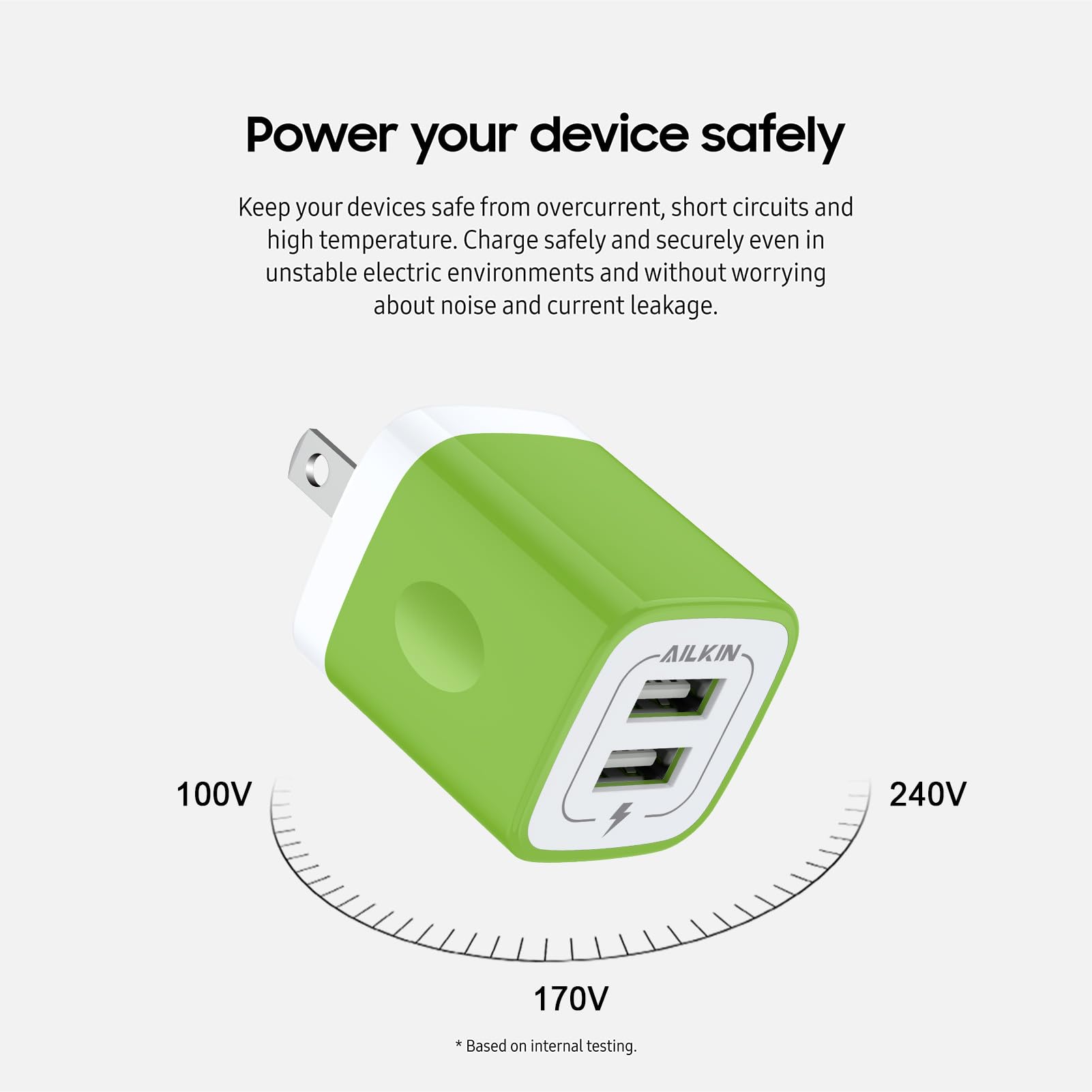 [2-Pack] AILKIN 2.1A Dual Port USB Wall Charger - Fast Charging Block Plug Power Adapter for iPhone 16/15/14/13/12/11/XS/XR, Google Pixel 9/8/7/6, Samsung Galaxy - Perfect for Home, Office & Travel Charging Needs