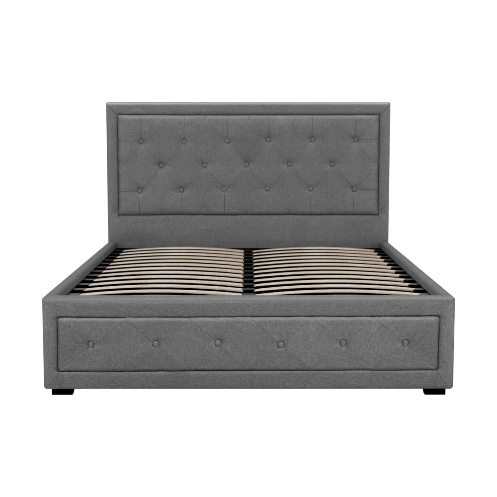 Bronte Grey Double Bed Frame with Storage - Underbed Drawers for Space Saving Bedroom Organization | Perfect for Small Apartments & Guest Rooms