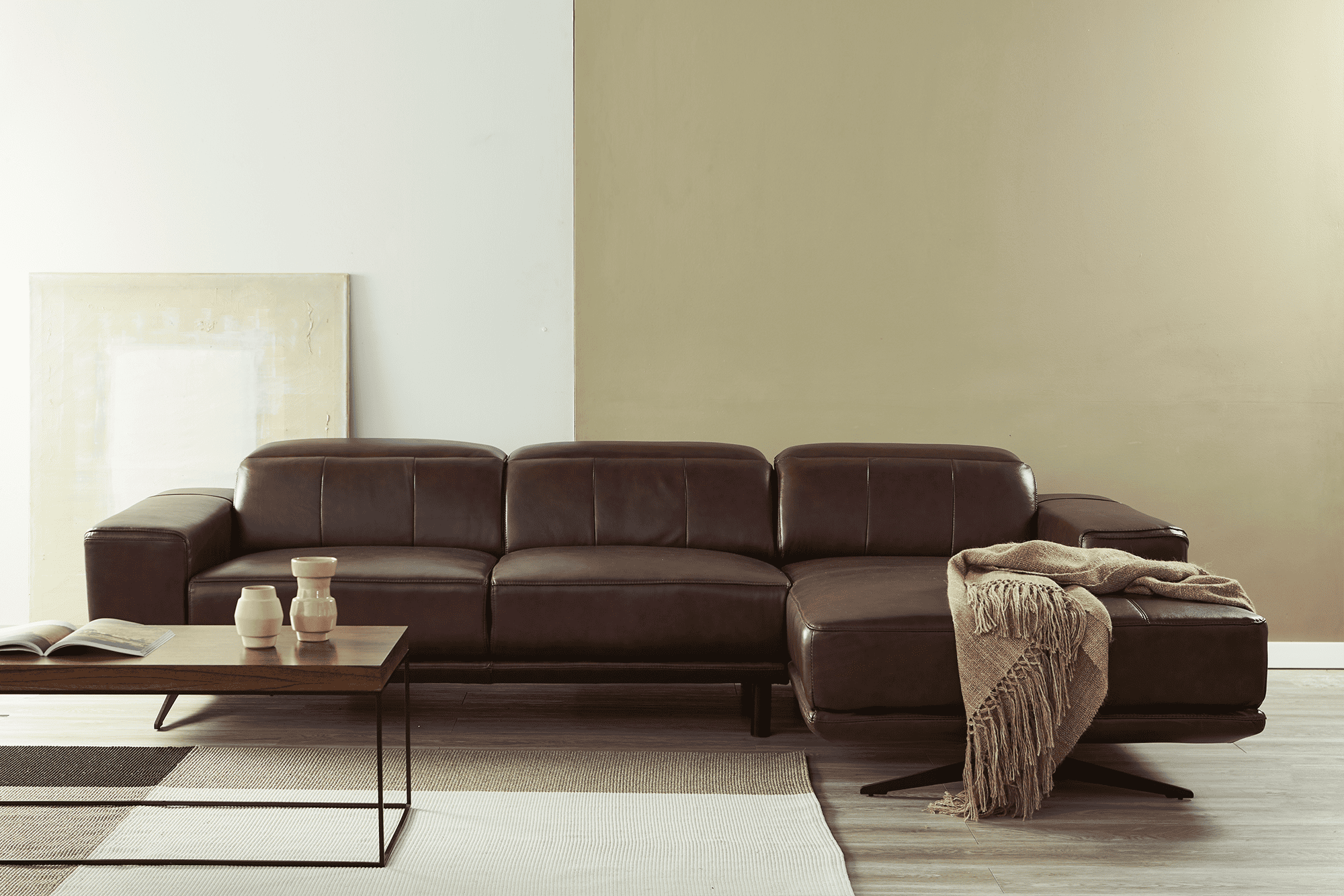 Premium ESQUINERO BOCK 2.80x1.70m Genuine Cowhide Leather Corner Sofa - Perfect for Living Rooms, Home Theaters & Luxury Spaces