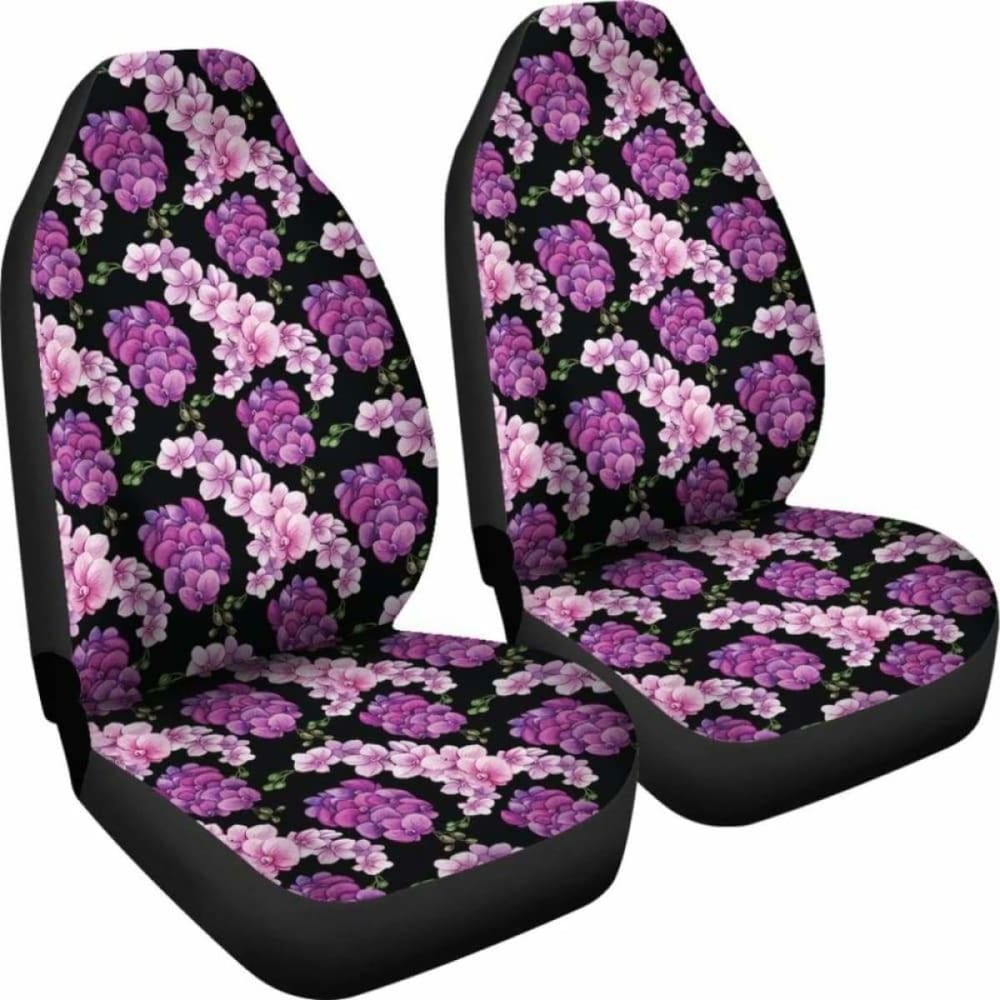 Black Pink Purple Orchid Flower Car Seat Covers - Waterproof & Non-Slip Universal Fit for Cars, SUVs, Trucks - Perfect for Road Trips & Daily Commute