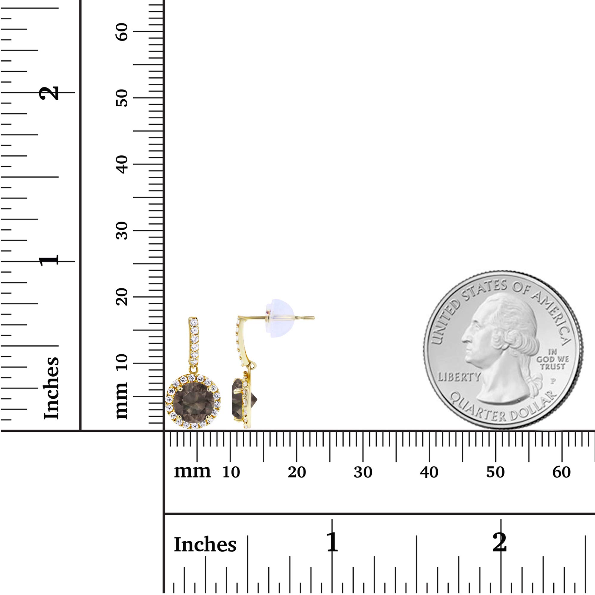 14K Solid Gold Genuine Birthstone Dangle Earrings for Women - 17x8mm Oval Pendant with 6mm Round Birthstone & 1mm White Sapphire Halo | Perfect Gift for Birthday, Anniversary, Mother's Day | Elegant Jewelry for Everyday Wear & Special Occasions