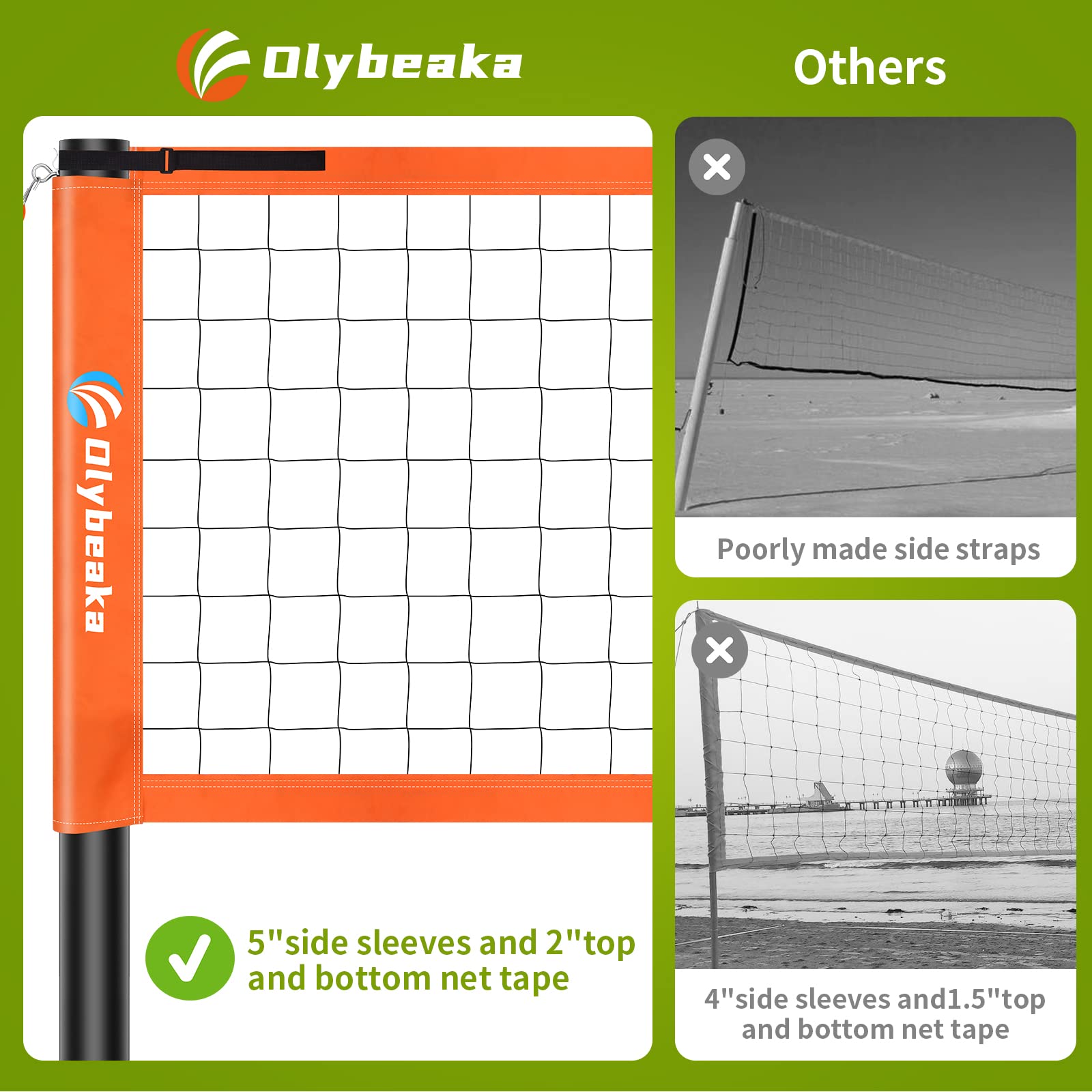 Premium Outdoor Volleyball Net Set with Adjustable Anti-Rust Poles - 32ft Heavy Duty Anti-Sag Net, PU Volleyball & Air Pump - Complete Kit with Carry Bag & Boundary Lines - Perfect for Backyard, Beach, Park & Camping Games