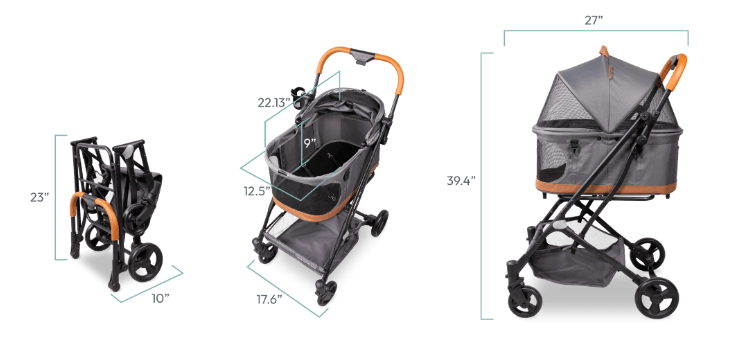 Wonderfold Pet Stroller with Removable Carrier - Lightweight Folding Dog Stroller for Small to Medium Pets - Perfect for Walks, Travel & Vet Visits