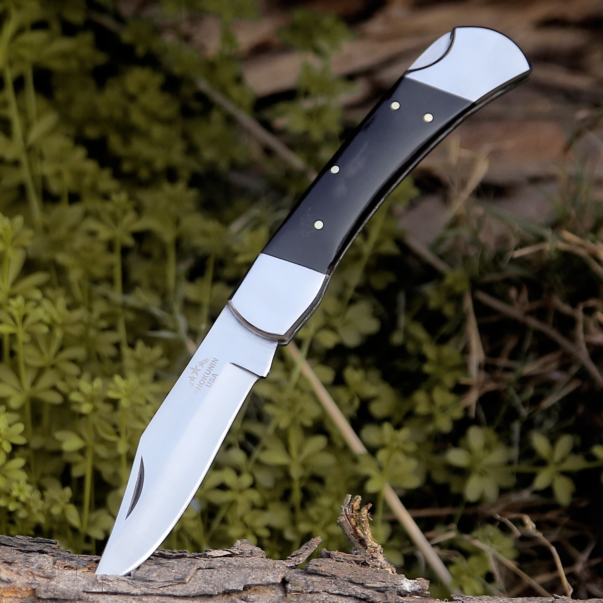 Premium Handcrafted Pocket Knife with Exotic Bull Horn Handle & Leather Sheath - Custom Engraving Available - Perfect for Camping, Hunting, and Outdoor Adventures