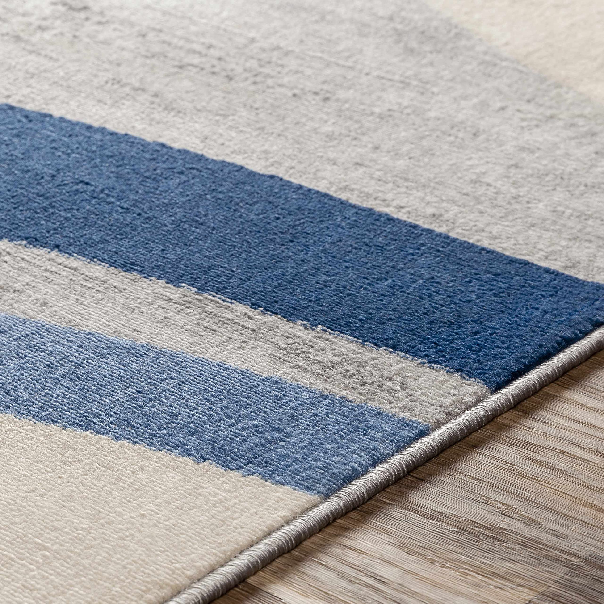 Modern Hauteloom Yeadon Area Rug for Living Room & Bedroom - Blue, Gray, Ivory - 8'10