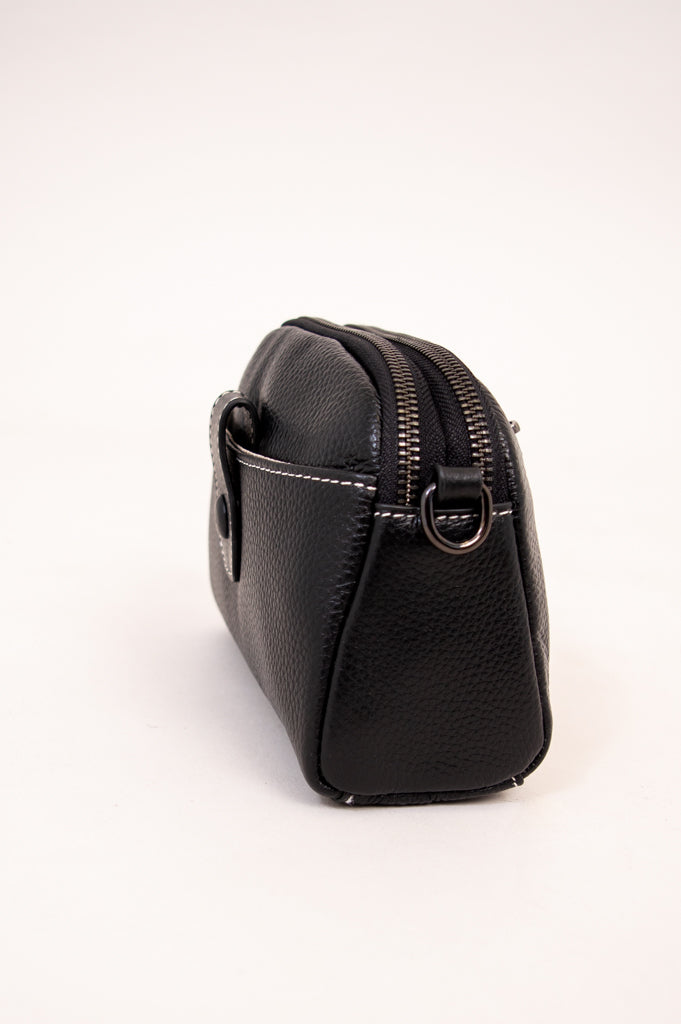 Emma Bag 88160 Genuine Leather Handbag for Women - Stylish Black Crossbody Purse with Adjustable Strap, Perfect for Work, Travel & Everyday Use