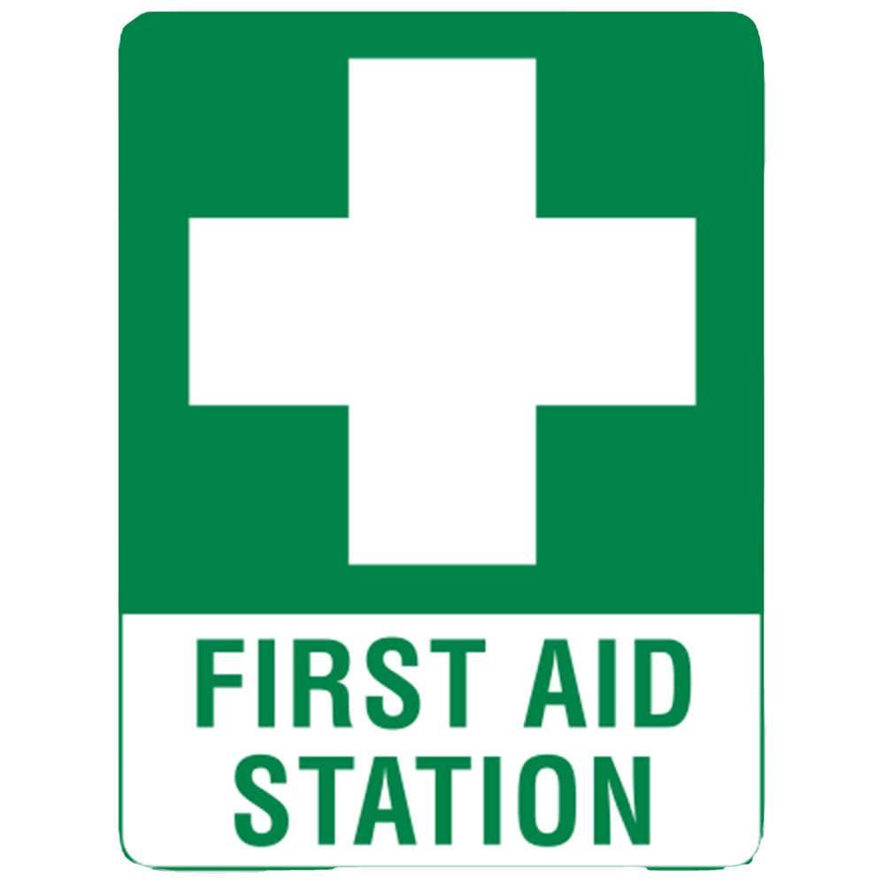 Large Poly First Aid Station Sign 60 x 45cm - Durable Emergency Safety Sign for Workplace, School & Public Areas