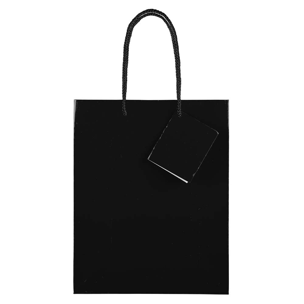 JAM Paper Glossy Gift Bags with Rope Handles - Medium Size 8x4x10 Inches - Bulk Pack of 100 Black Bags - Perfect for Party Favors, Wedding Gifts & Retail Packaging