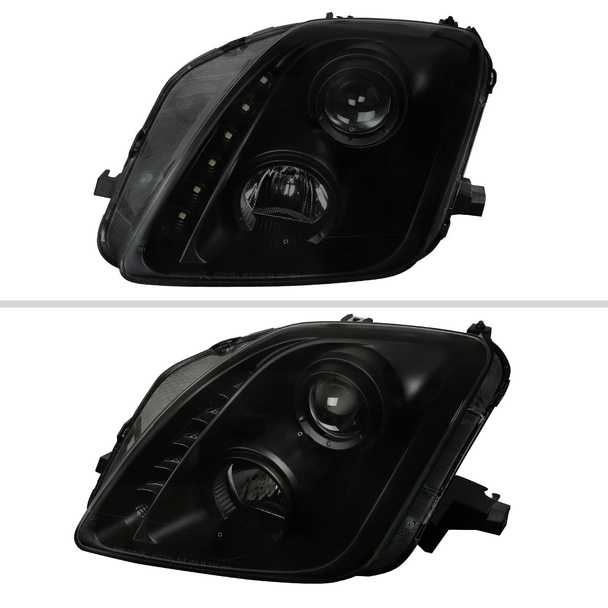 97-01 Black Smoke LED Strip Projector Headlights - Left & Right Pair for 1997-2001 Vehicles | Upgrade Your Car's Style & Night Visibility
