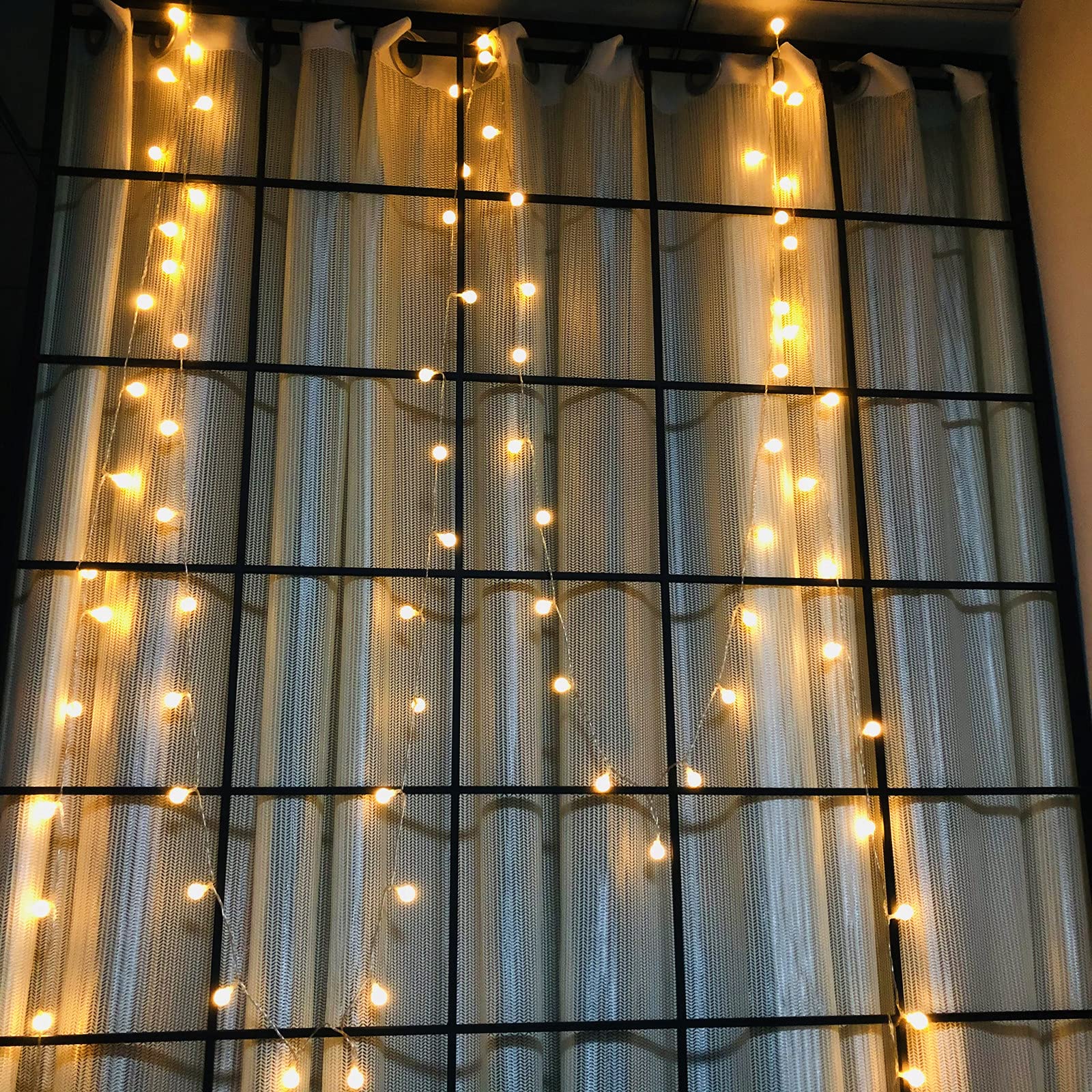 Globe String Lights - 50 LED Fairy Twinkle Lights, Battery Powered for Indoor & Outdoor Decor - Warm White Hanging Lights for Bedroom, Garden, Party, Wedding - Waterproof & Energy Efficient