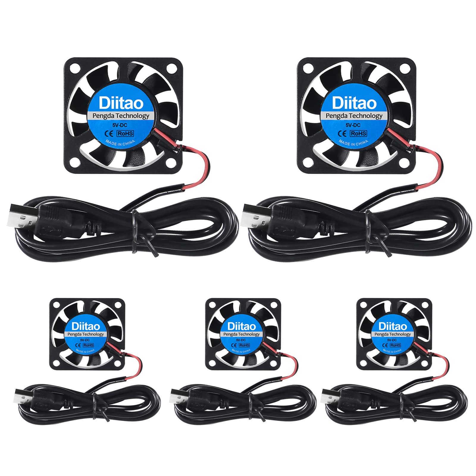 5PCS 4010 DC 5V USB Brushless Cooling Fan - 40x40x10mm Quiet Cooling Fan for 3D Printer, Computer Case, Electronics Cooling | High Performance Oil Bearing Fans | Perfect for DIY Projects, PC Cooling & 3D Printer Ventilation