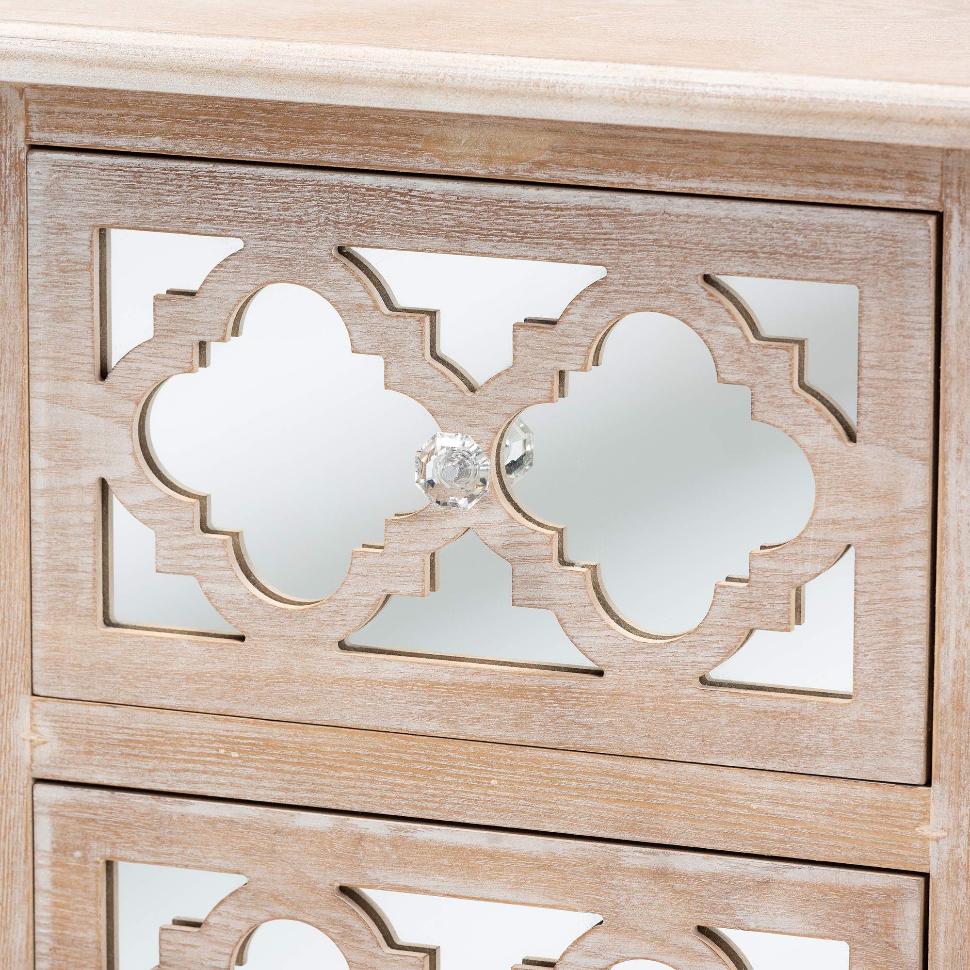 Baxton Studio Modern Nightstand with Mirror - Natural Wood Bedside Table for Bedroom, Living Room & Guest Room