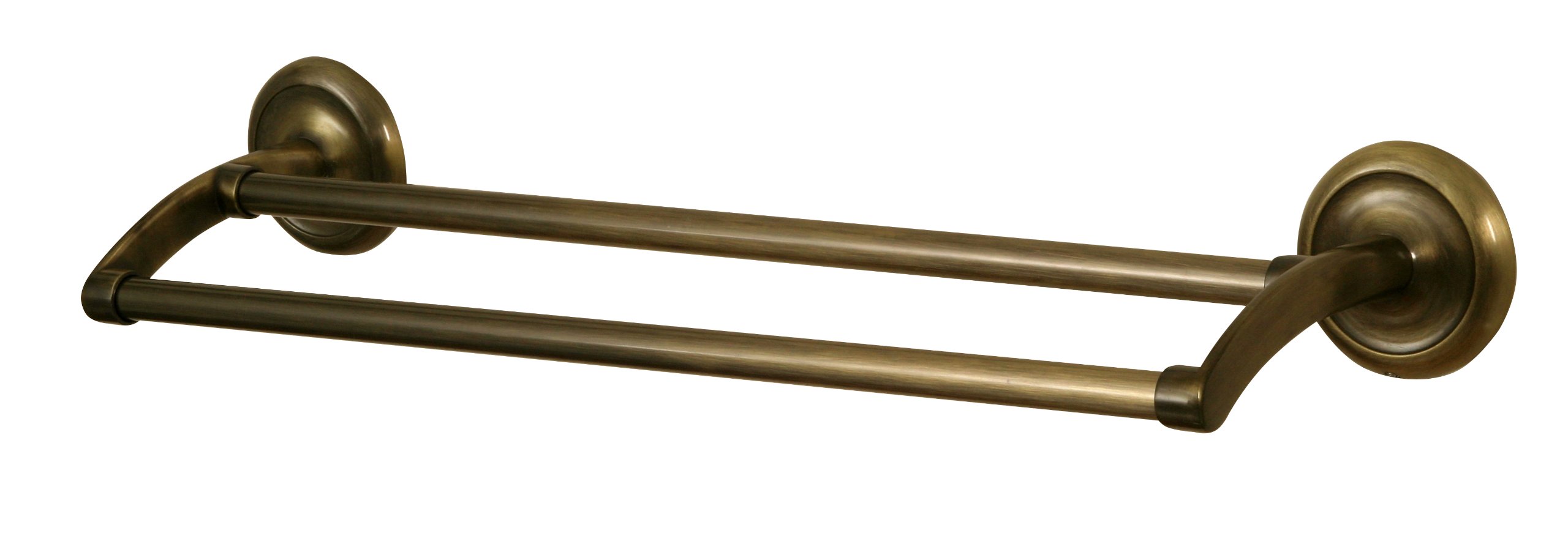 Vintage Brass Wall Mounted Bathroom Towel Rack - Double Hooks for Hand & Bath Towels - Perfect for Farmhouse, Rustic & Antique Style Bathrooms