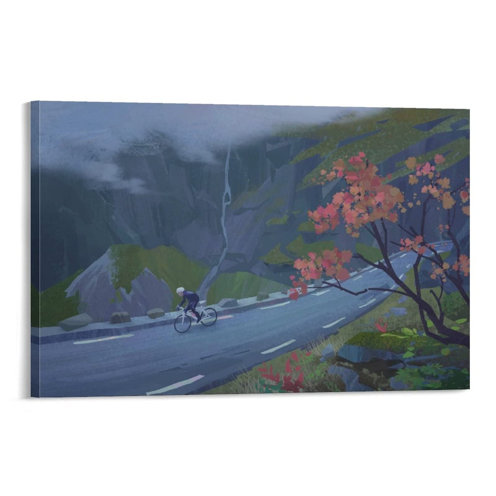 Premium Mountain Biking & Nature Canvas Wall Art - 08x12inch (20x30cm) Modern Home Decor for Bedroom, Living Room & Office - Duliang Sports Inspired Painting & Wall Decoration Posters
