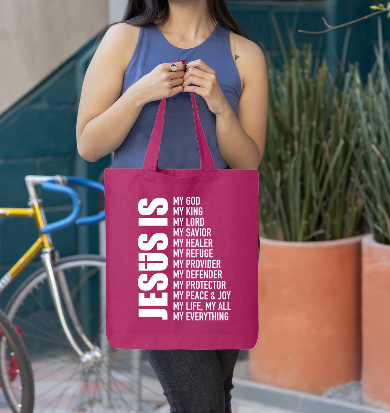Jesus is My Everything Tote Bag - Eco Cotton Reusable Shopping Bag for Church & Daily Use