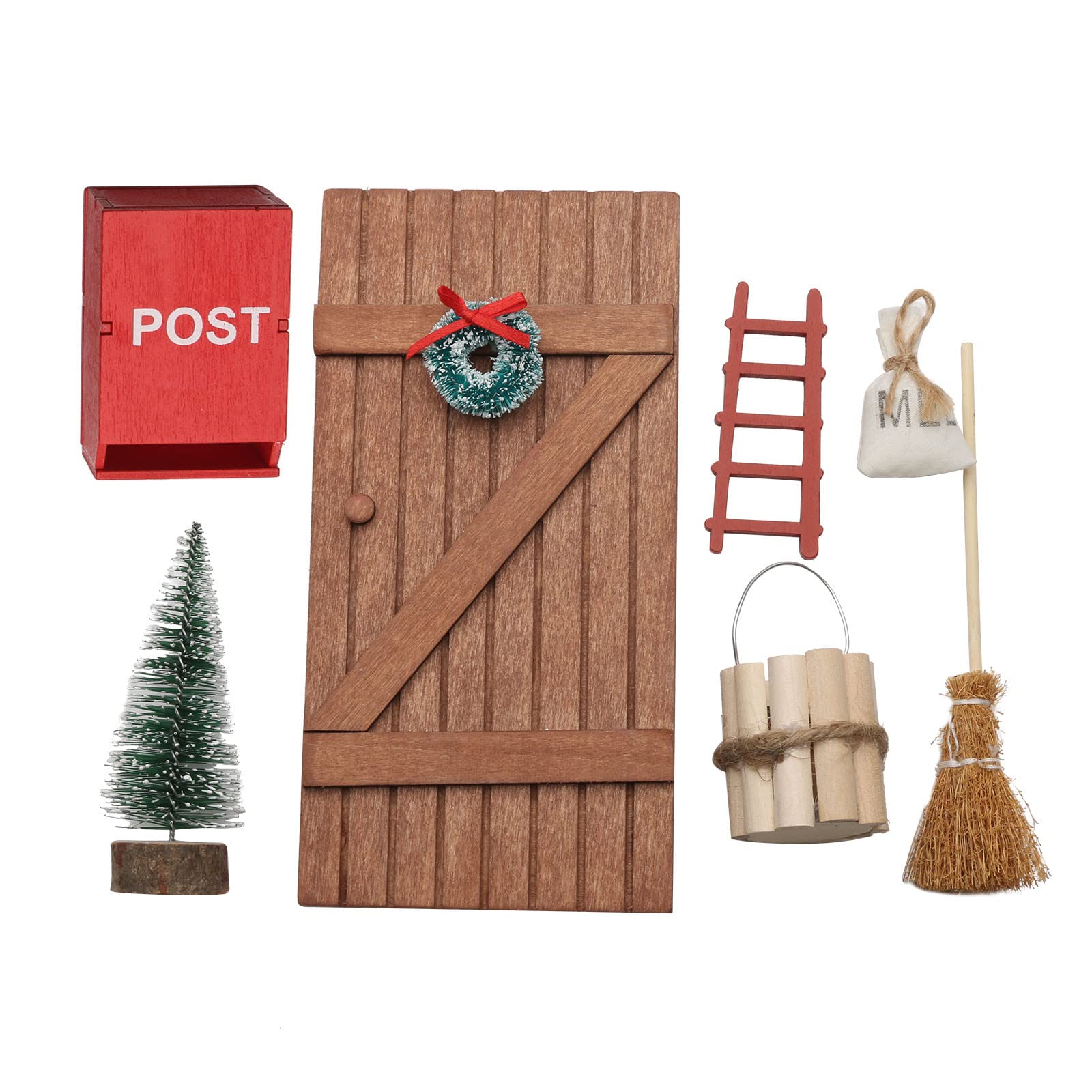 1#HG Dollhouse - 8-Piece Miniature Christmas House Decor Set for Holiday Displays, Fairy Gardens & Winter Village Scenes