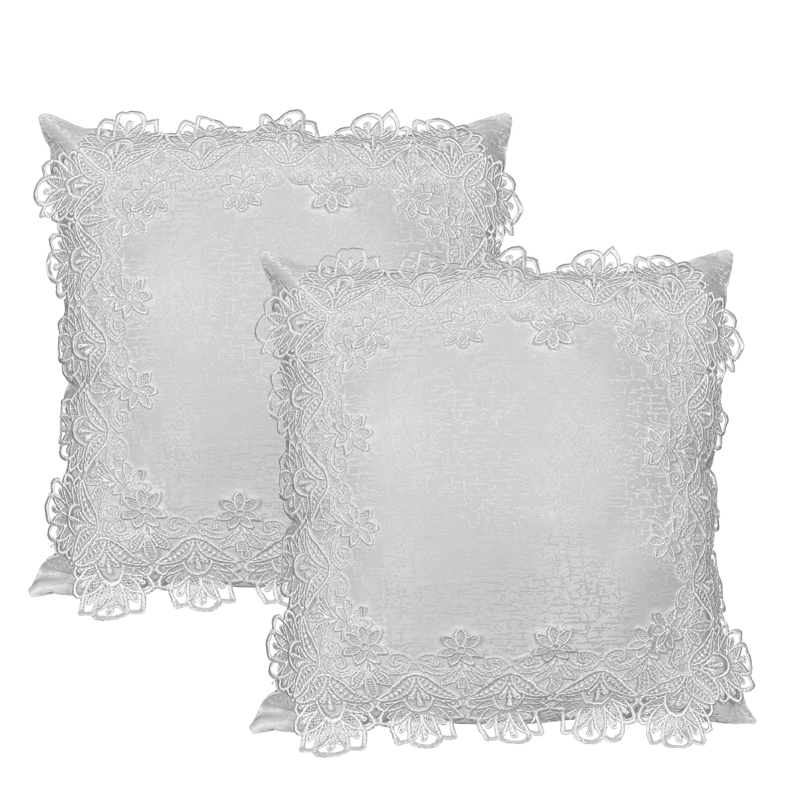 Premium 18x18 Inch White Lace Throw Pillow Covers Set of 2 - Soft Farmhouse Decor with Exquisite Embroidery for Living Room, Bed, Couch & Sofa - Perfect for Cozy Home Styling and Seasonal Decorations