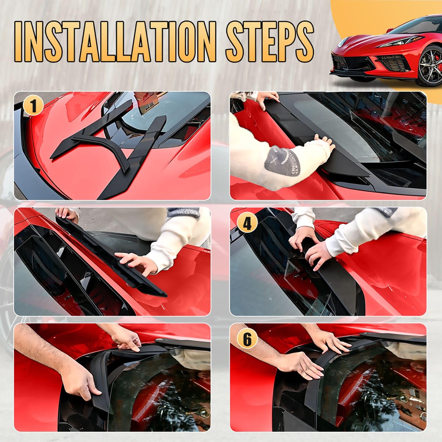 Corvette C8 Z51 Coupe & C8 Z06/E-Ray Rear Window Spoiler & Dry Bay Vent Blocks - Car Wash Protection & Engine Bay Air Vent Inserts (2020-2023 Models) - Perfect for Car Shows, Track Days & Daily Driving Protection