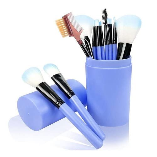12-Piece Extra Soft Makeup Brush Set with Blue Storage Case - Perfect for Professional Makeup Artists & Beginners, Ideal for Daily Use, Travel & Makeup Kit Organization
