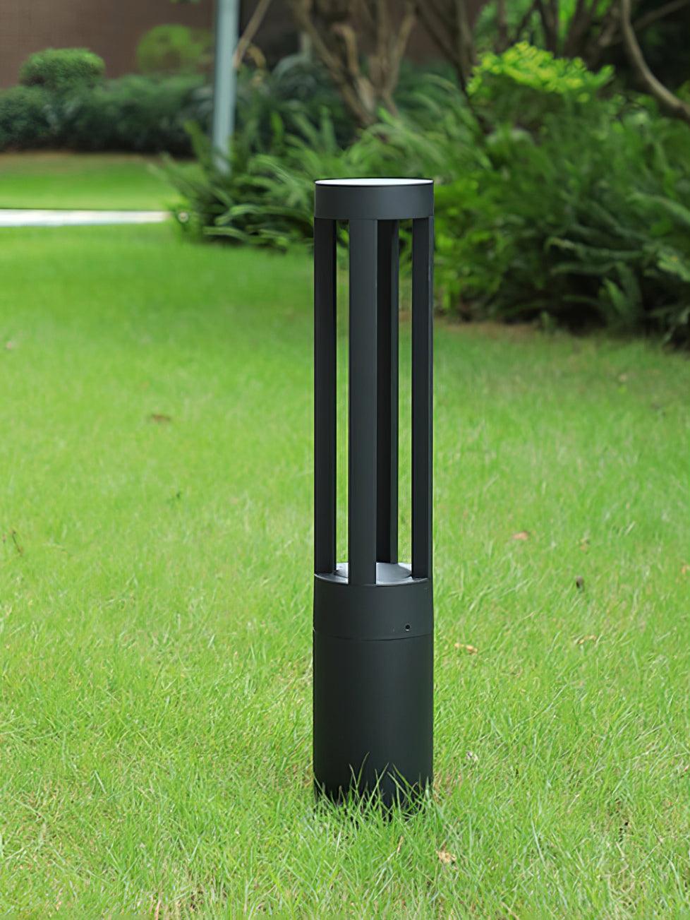 Solar Powered Black Cylindrical Outdoor Garden Lights - Waterproof LED Landscape Lighting for Patio, Yard, Pathway & Backyard Decor