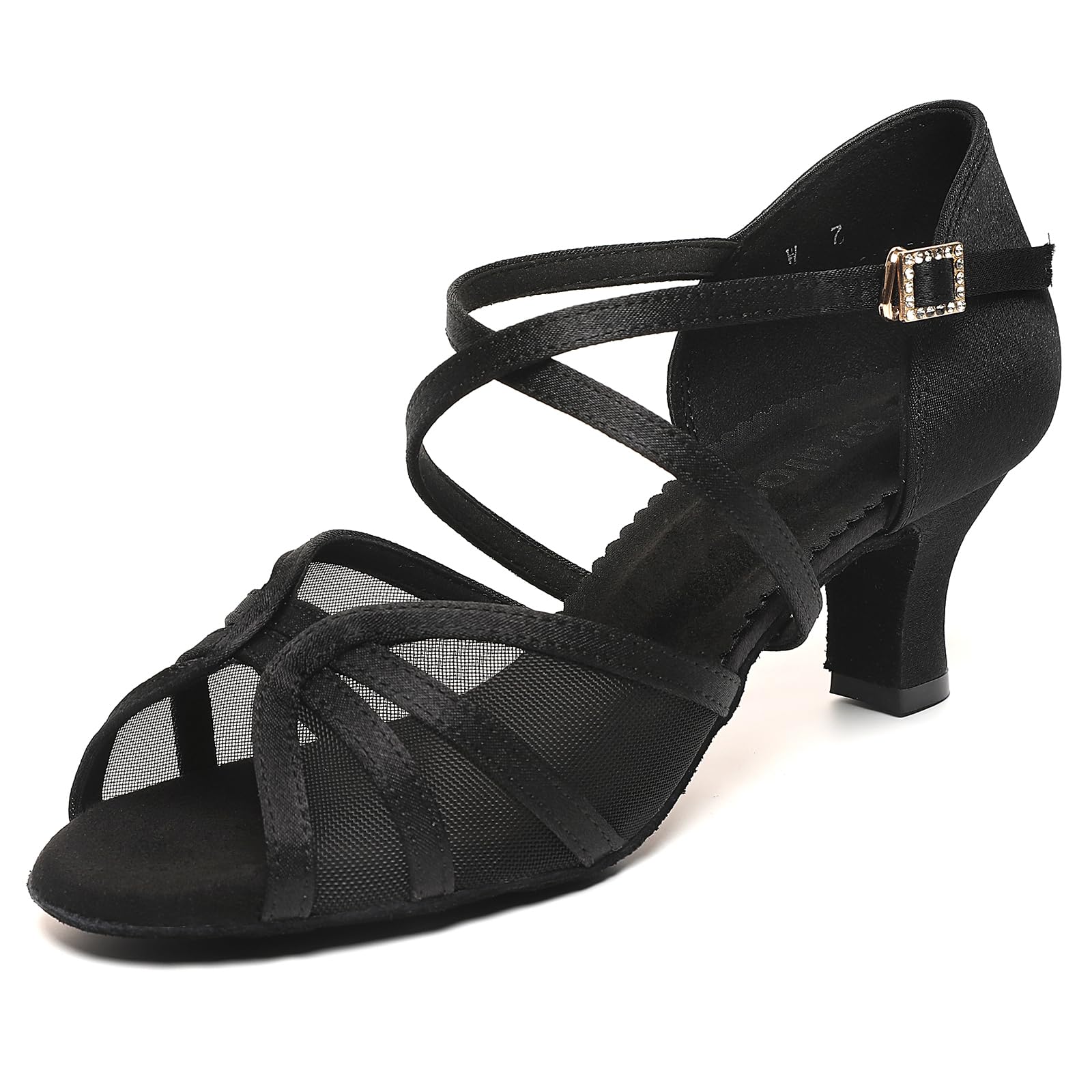 Latin Dance Shoes for Women - Mesh & Satin Ballroom Shoes with Low Heels | Perfect for Salsa, Bachata, Tango & Prom Dancing | Comfortable Performance & Practice Shoes