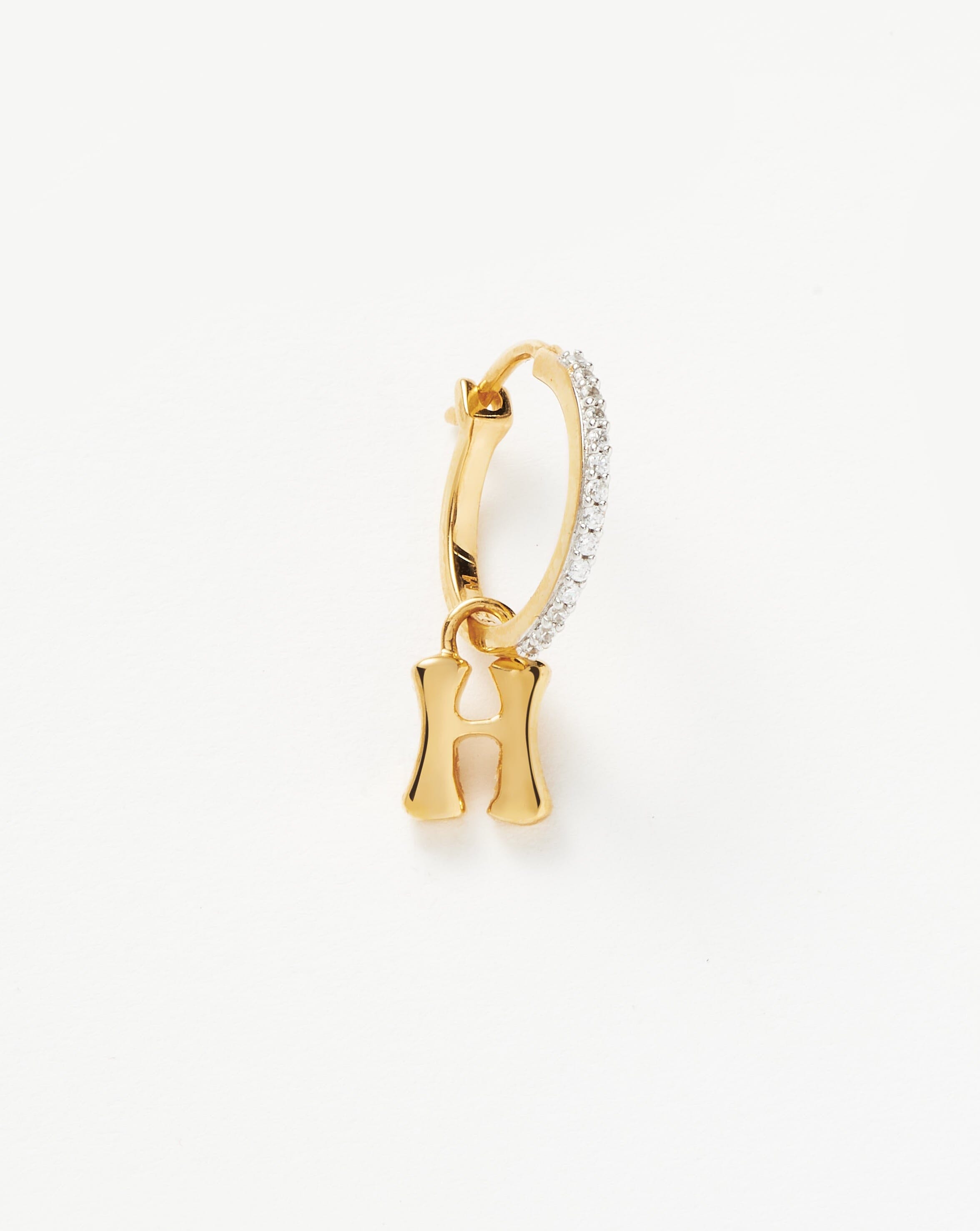 Personalized Initial Single Charm Hoop Earrings - 18k Gold Vermeil | Monogram Letter Jewelry for Women | Gift for Her, Birthday, Anniversary, Valentine's Day