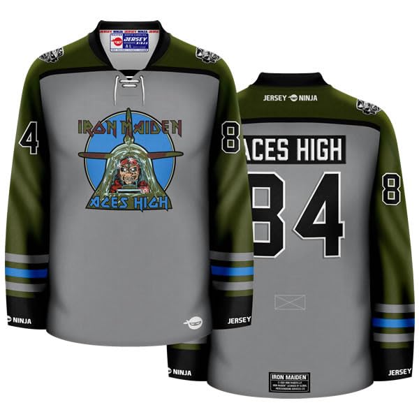 Iron Maiden Aces High Hockey Jersey - Official Licensed NHL Hockey Shirt for Men - Vintage Band Tee for Concerts & Sports Events - Perfect for Hockey Games, Fan Gear & Rock Music Merch
