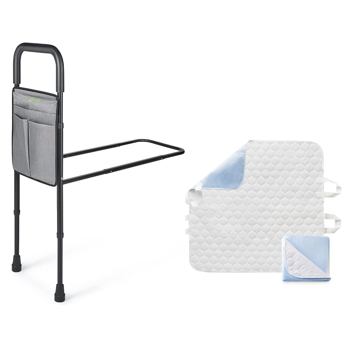 OasisSpace Bed Assist Rail with Handles & Non-Slip Positioning Pad - Safety Support for Seniors, Elderly & Disabled - Ideal for Home Care, Hospitals & Rehab Centers
