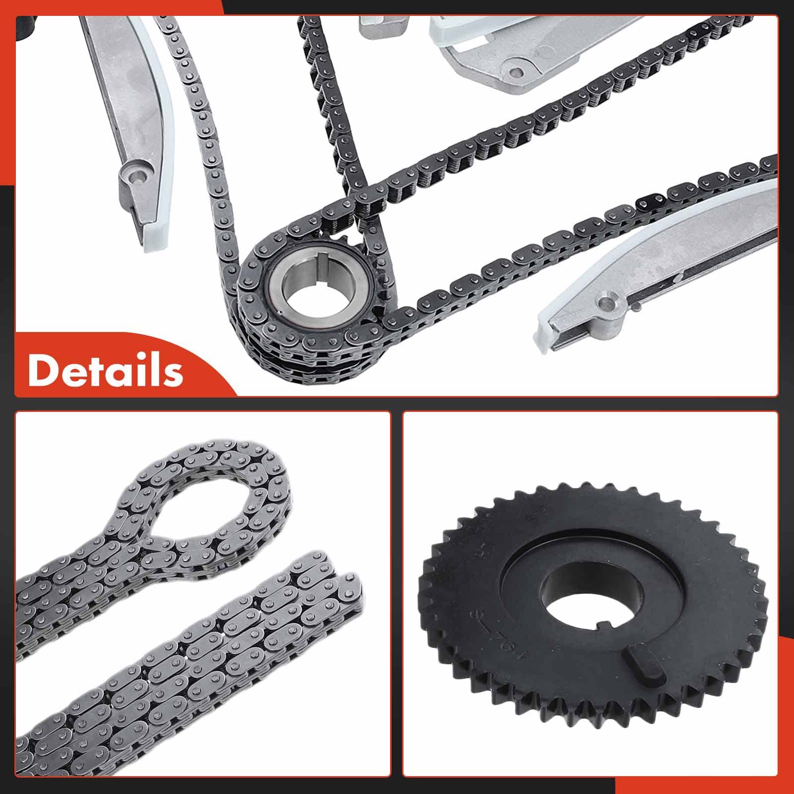 Premium 19-Piece Engine Timing Chain Kit with Tensioner, Sprocket & Guide - Compatible with Ford Mustang 2003-2004, Lincoln Aviator 2003-2005, Mercury Marauder 2003-2004 (Fits DOHC 8-Cylinder 4.6L Engines) - Perfect for Engine Repair & Performance Upgrades