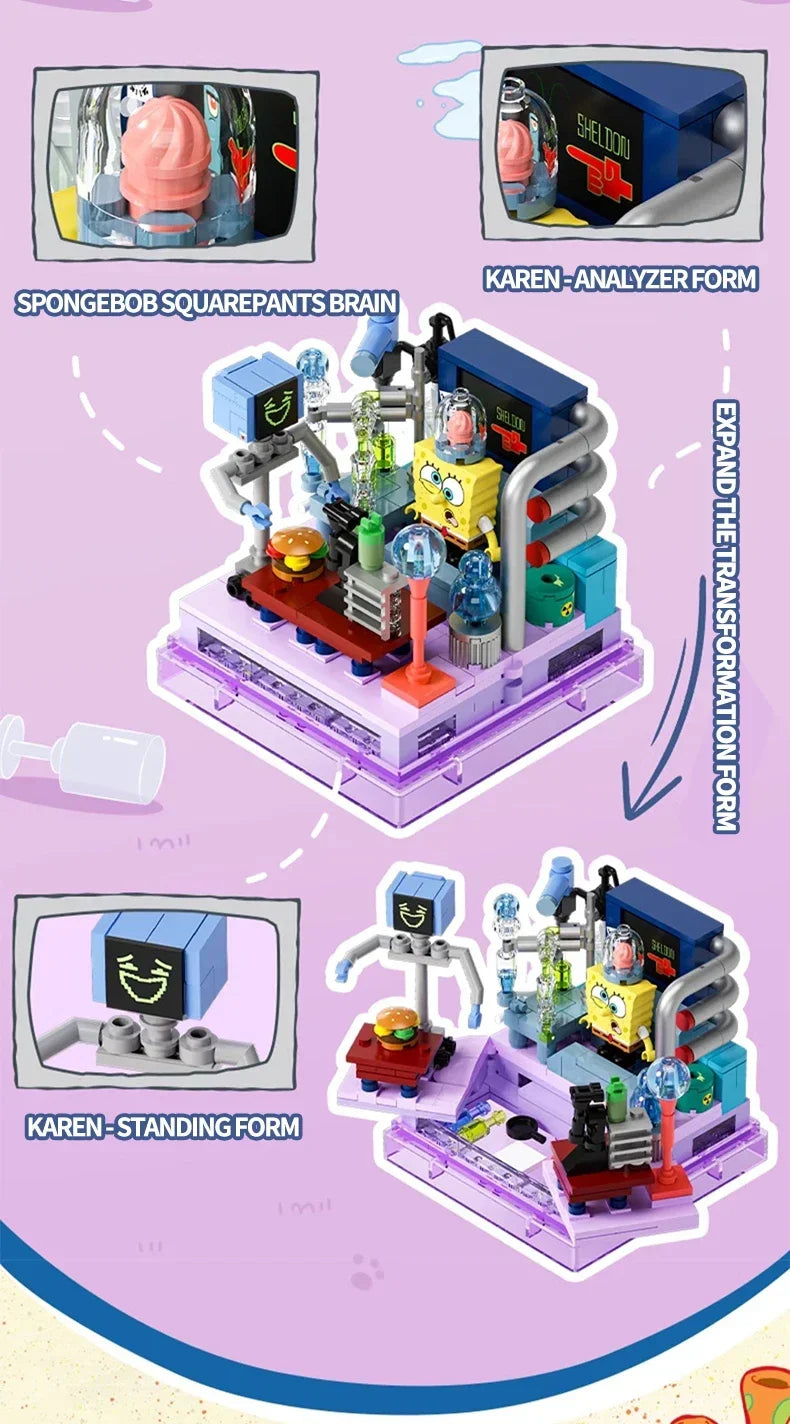 SpongeBob SquarePants Pineapple House Building Blocks Set - DIY Toy for Kids with Restaurant, Anchor & Tree House Accessories | Creative Play & Gift Idea for Birthday & Christmas