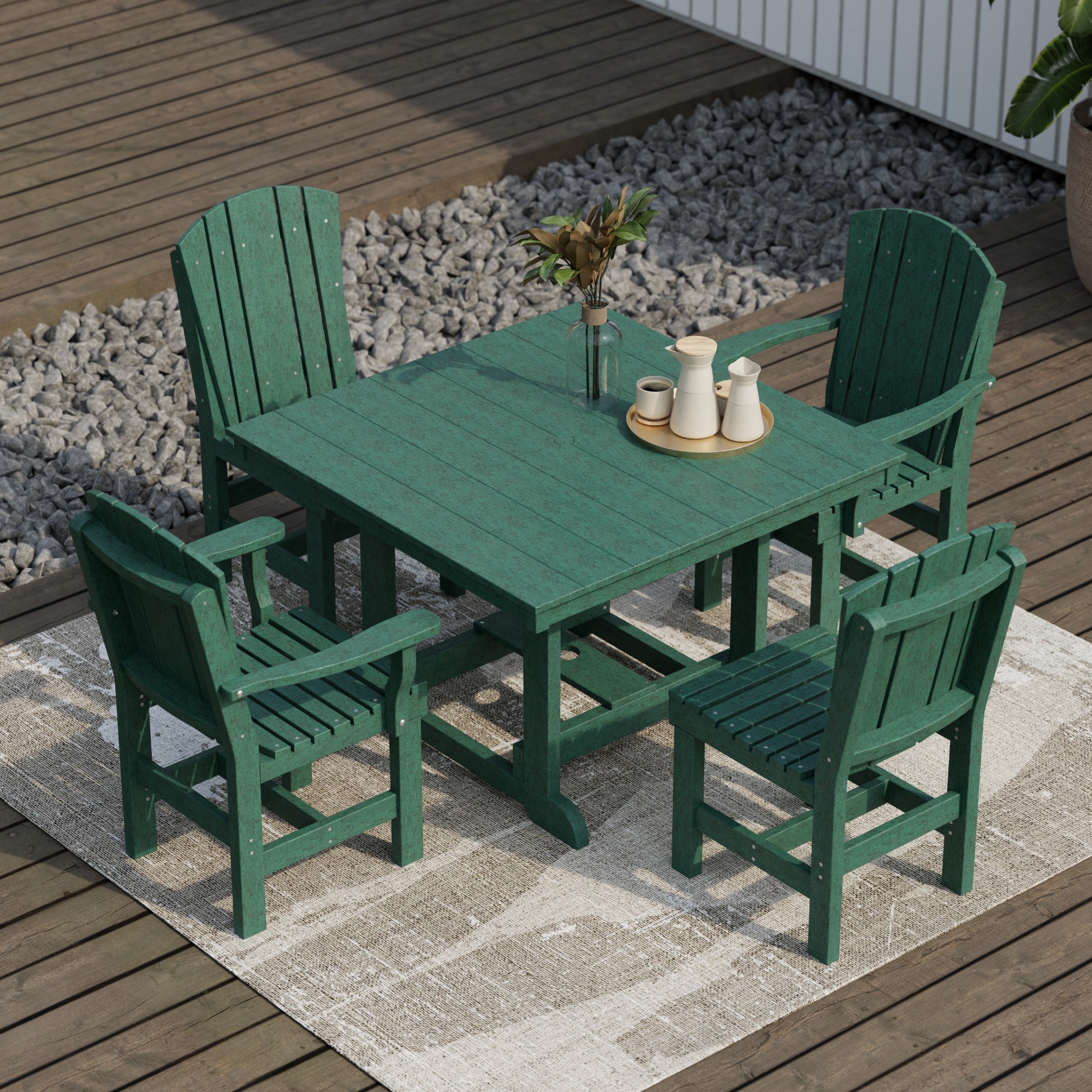 Heritage 5-Piece 44x44 Inch Square Outdoor Dining Set with Cushions - Perfect for Patio, Garden, and Backyard Entertaining