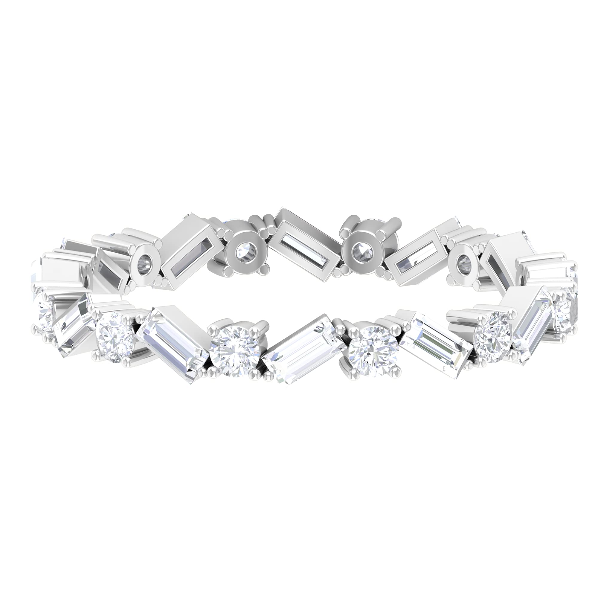 0.75 CT Diamond Eternity Ring for Women - 14K Solid Gold Baguette & Round Cut Full Eternity Wedding Band - Perfect for Anniversary, Engagement, and Special Occasion Gifts