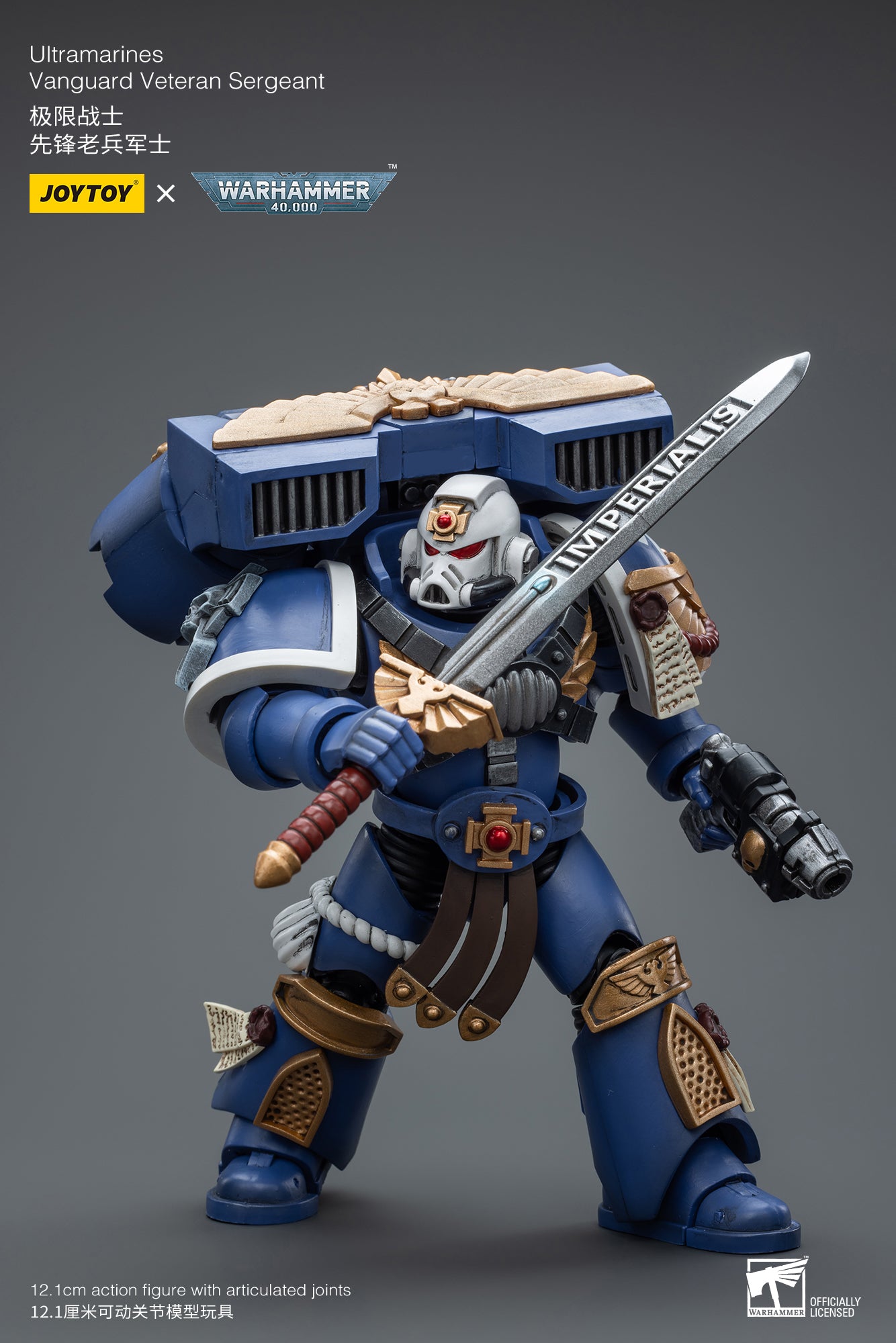 1/18 JOYTOY Warhammer 40K Ultramarines Vanguard Veteran Action Figure - Collectible Miniature for Tabletop Gaming & Display