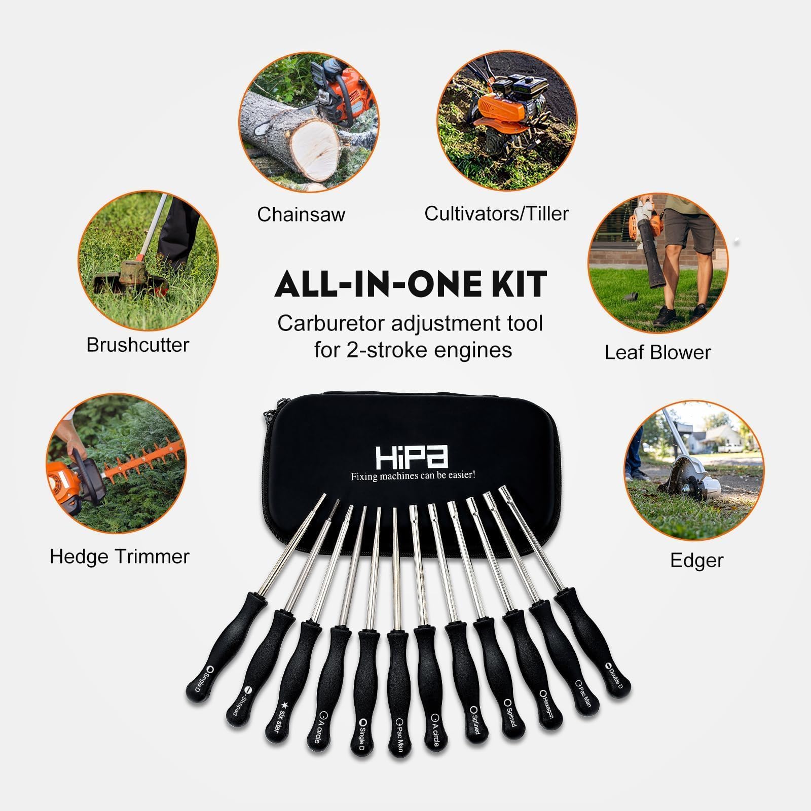 12-Piece Carburetor Adjustment Tool Kit for 2-Cycle Small Engines - Compatible with Poulan, Husqvarna, STIHL, Echo Trimmers, Weedeaters & Chainsaws - Perfect for Lawn Maintenance, Landscaping & Forestry Work